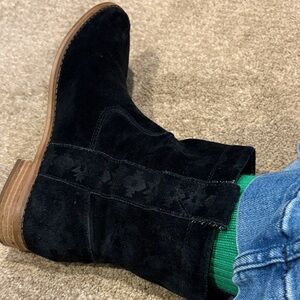 Toms Black Suede Ankle Booties